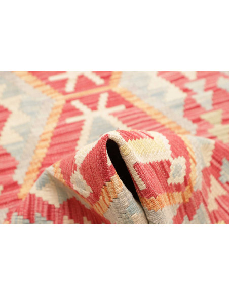 Rug Kilim Afghanistan 74x243 Coral Red Light Bl