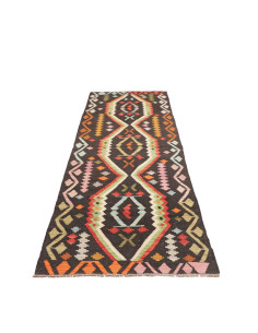 Rug Kilim Afghanistan 84x294 Charcoal Grey Cora 2