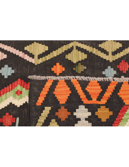 Rug Kilim Afghanistan 84x294 Charcoal Grey Cora