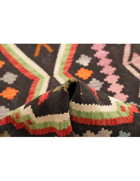 Rug Kilim Afghanistan 84x294 Charcoal Grey Cora