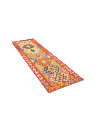Tappeto Kilim Afghanistan 78x243 Rosso Corallo