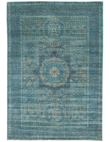 Rug Mamlouk Pakistan 204x295 Turquoise Blue Gre