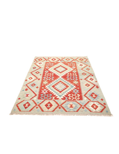 Rug Kilim Afghanistan white red 129x170