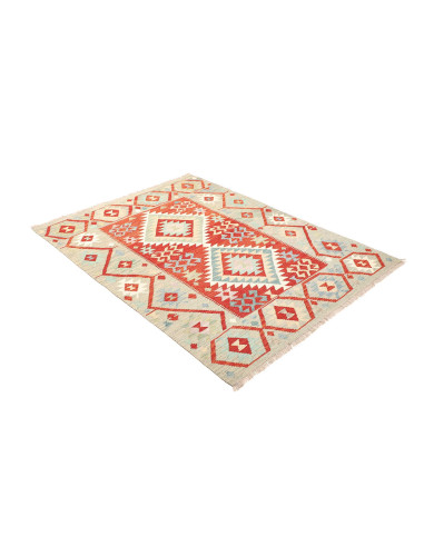 Rug Kilim Afghanistan white red 129x170
