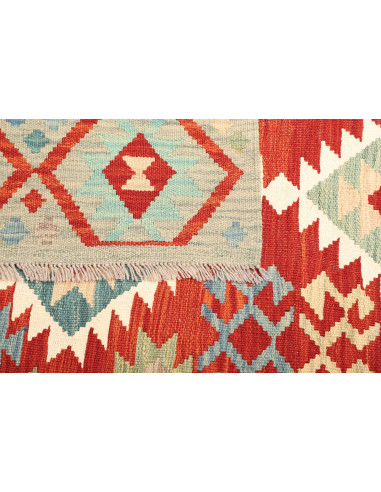 Rug Kilim Afghanistan white red 129x170