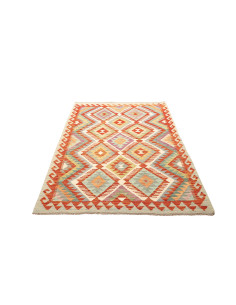 Rug Kilim Afghanistan white orange 123x185 2