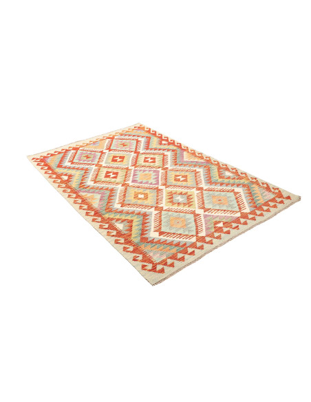 Rug Kilim Afghanistan white orange 123x185