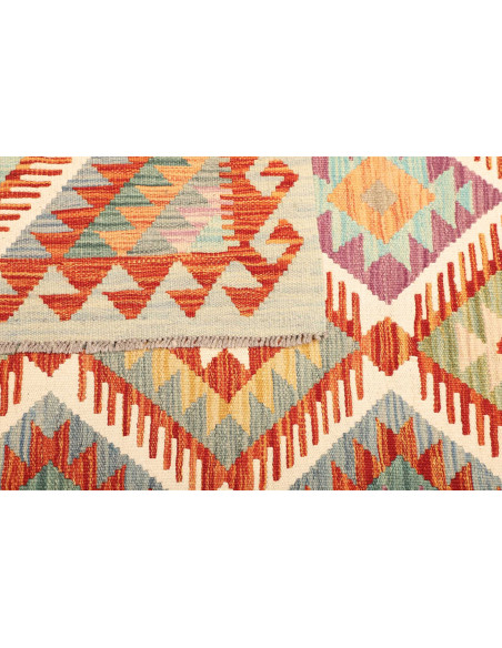 Rug Kilim Afghanistan white orange 123x185
