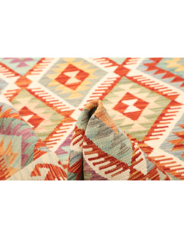 Rug Kilim Afghanistan white orange 123x185