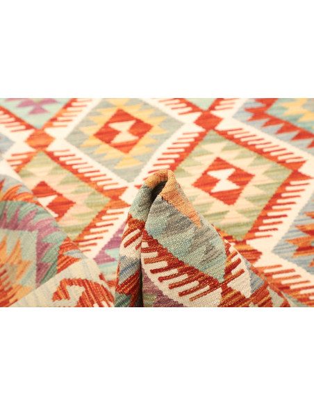 Rug Kilim Afghanistan white orange 123x185