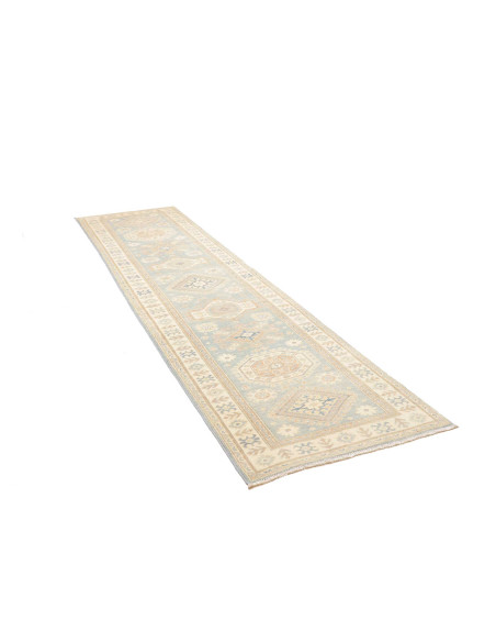 Rug Kazak Afghanistan 88x352 Pale Sky Blue Crea