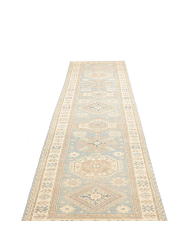 Rug Kazak Afghanistan 88x352 Pale Sky Blue Crea