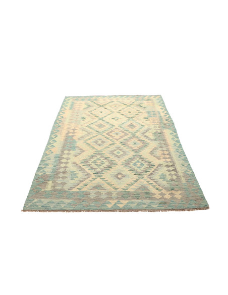 Tappeto Kilim Afghanistan bianco verde 125x182