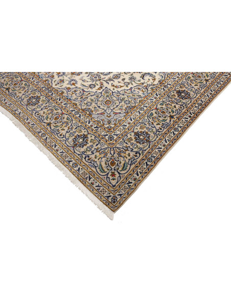 Tappeto Kashan Persia 244x362 Crema Avorio Blu
