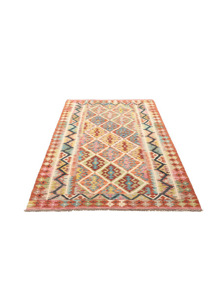 Tappeto Kilim Afghanistan giallo azzurro 123x192