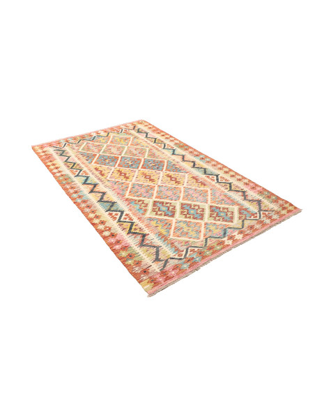 Tappeto Kilim Afghanistan giallo azzurro 123x192