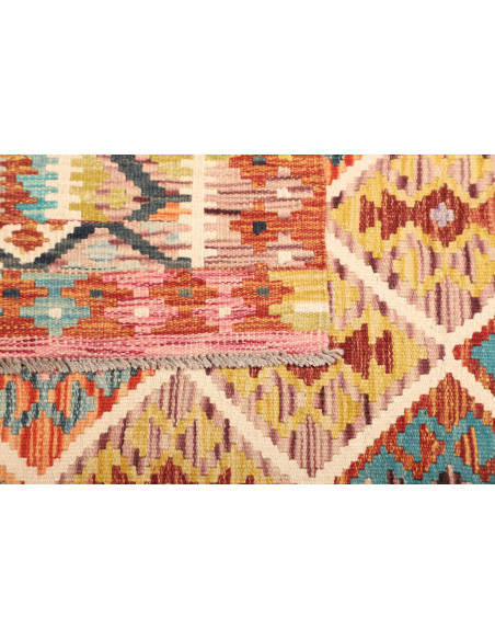 Tappeto Kilim Afghanistan giallo azzurro 123x192