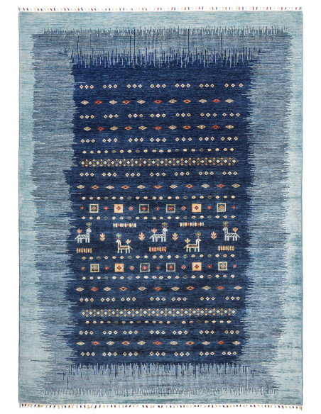 Tappeto Siva Pakistan 210x292 Blu Navy Blu Chia