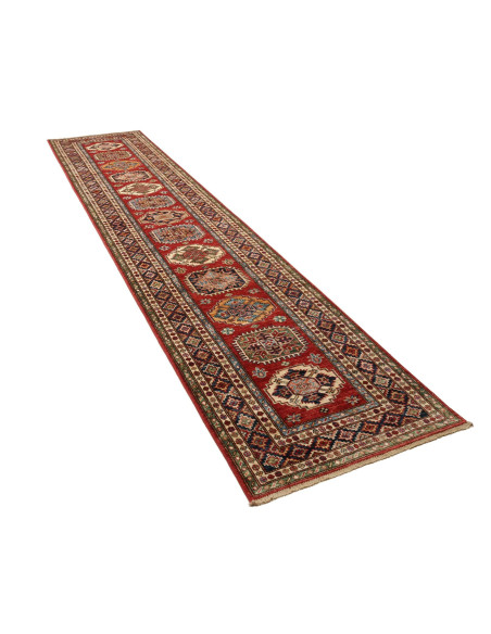 Rug Kazak Fine Pakistan 82x401 Red Beige Brown