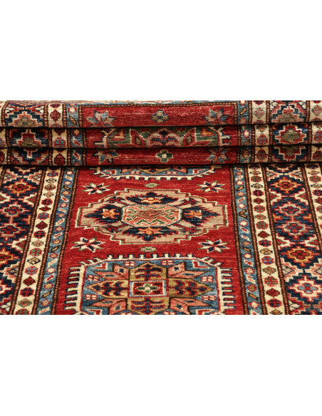 Rug Kazak Fine Pakistan 82x401 Red Beige Brown