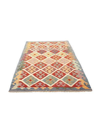 Rug Kilim Afghanistan white red 126x186