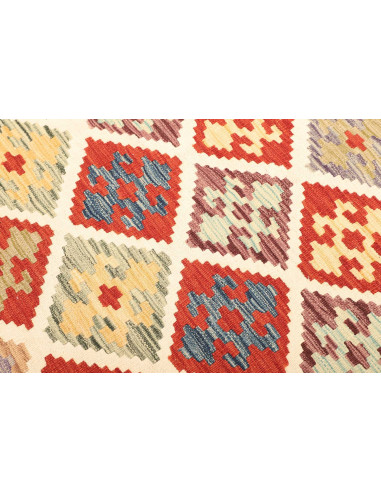 Rug Kilim Afghanistan white red 126x186