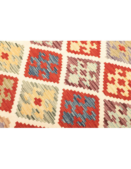 Rug Kilim Afghanistan white red 126x186