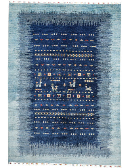 Rug Siva Pakistan 206x294 Indigo Blue Light Blu