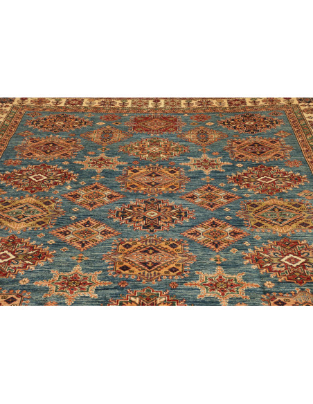 Tappeto Kazak Fine Pakistan 246x303 Blu Ottanio