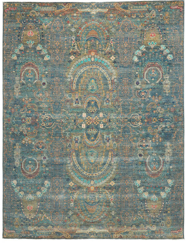 Rug Shahi Fine Pakistan 270x356 Teal Gold Rust