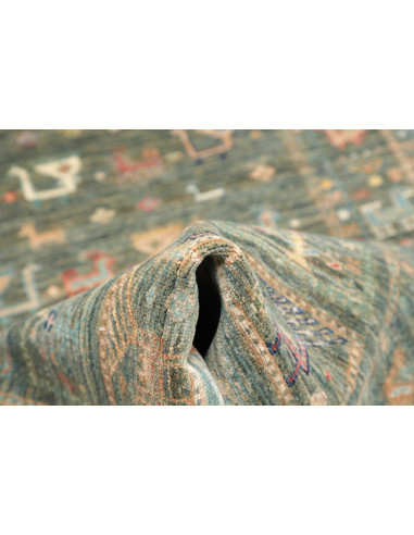 Rug Rubin Pakistan 78x297 Muted Green Teal Beig