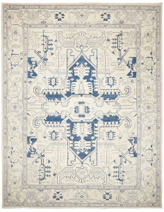 Tappeto Kazak Afghanistan 308x400 Avorio Blu
