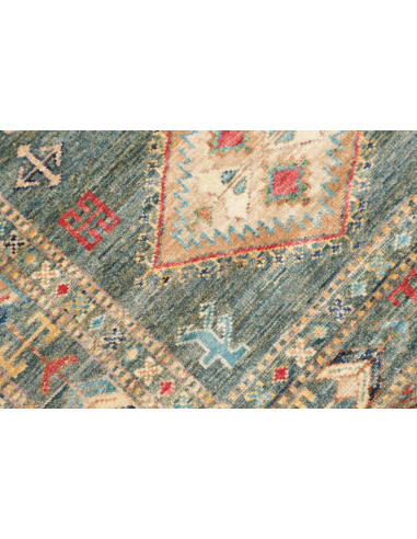 Rug Kazak Fine Pakistan 83x300 Teal Blue Green