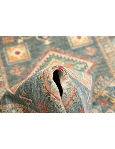 Rug Kazak Fine Pakistan 83x300 Teal Blue Green