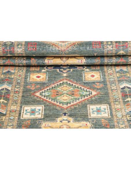 Tappeto Kazak Fine Pakistan 83x300 Blu Verde Ot