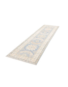 Rug Kazak Afghanistan 83x298 Sky Blue Cream Bei 2