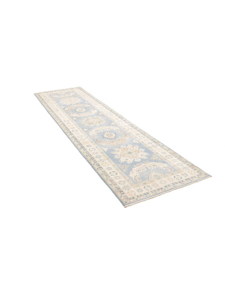 Rug Kazak Afghanistan 83x298 Sky Blue Cream Bei