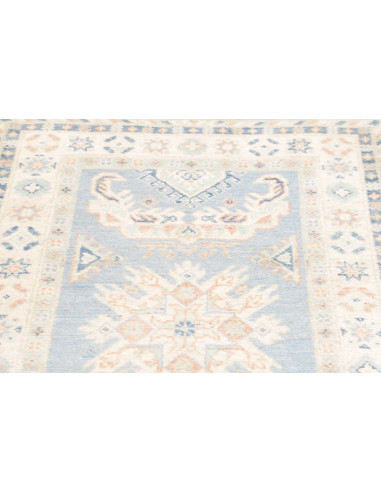 Rug Kazak Afghanistan 83x298 Sky Blue Cream Bei