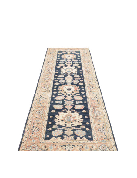 Rug Kazak Afghanistan 83x286 Dark Blue Light Be