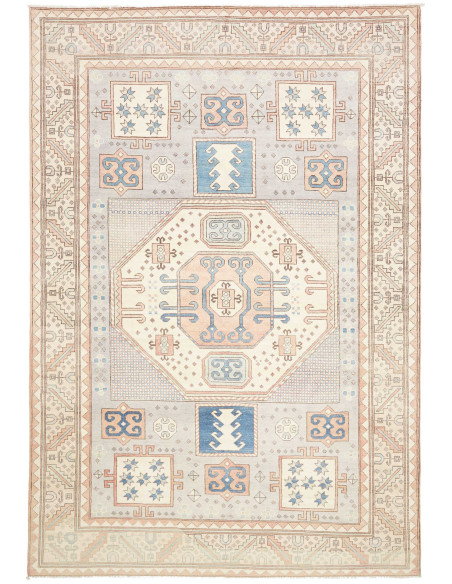 Rug Kazak Afghanistan 202x297 Pearl Grey Cream