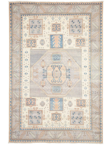 Tappeto Kazak Afghanistan 211x315 Crema Blu Pol