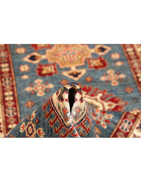 Tappeto Kazak Fine Pakistan 86x306 Blu Petrolio
