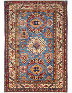 Rug Kazak Fine Pakistan sky blue orange 168x239