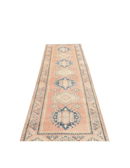 Rug Kazak Afghanistan 81x297 Peach Pink Blue Cr
