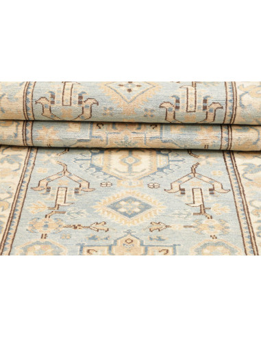Tappeto Kazak Afghanistan 85x283 Azzurro Beige