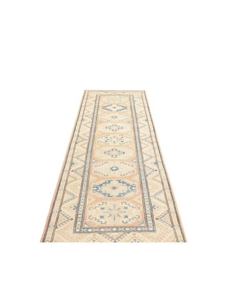 Tappeto Kazak Afghanistan 85x285 Crema Azzurro