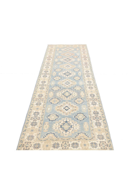 Rug Kazak Afghanistan 83x294 Pale Blue Cream Be