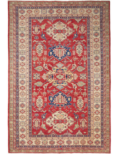 Rug Kazak Fine Pakistan maroon grey 202x290