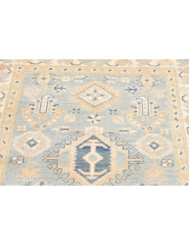 Rug Kazak Afghanistan 86x301 Sky Blue Cream Bei