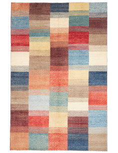 Tappeto Mosaic Pakistan 192x293 Blu Rosso